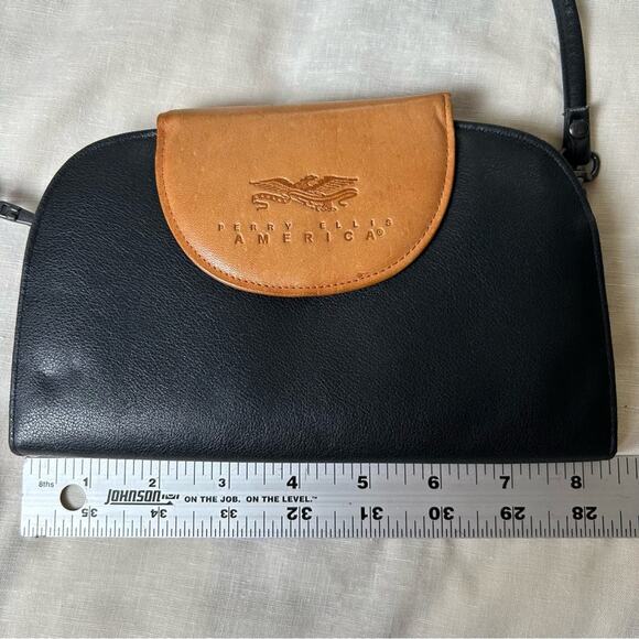 Perry Ellis crossbody wallet leather trim removable strap minimalist classic - Picture 4 of 9
